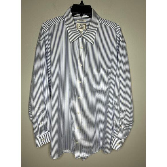 Jos A. Bank 1905 Non-Iron Tailored Fit Dress Shirt 18.5/34 100% Cotton Striped - Picture 2 of 8